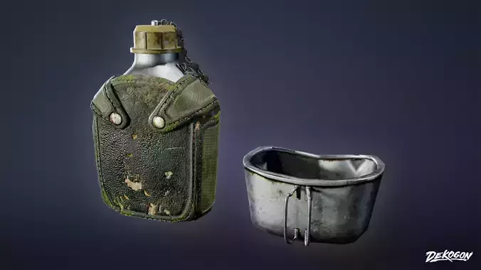 MILITARY - Canteen 02 - LOW POLY Low-poly 3D model