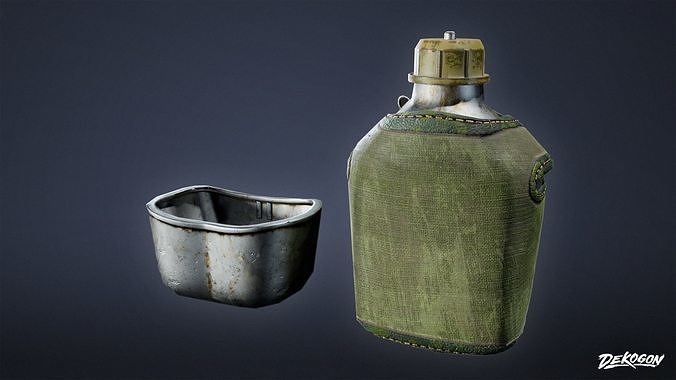 MILITARY - Canteen 02 - LOW POLY Low-poly 3D model 6