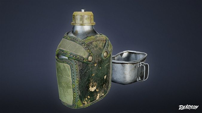 MILITARY - Canteen 02 - LOW POLY Low-poly 3D model 7