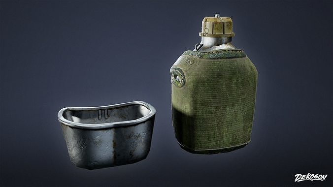 MILITARY - Canteen 02 - LOW POLY Low-poly 3D model 5