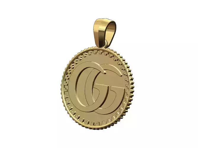 Pendant GG fashion brand coin with bail