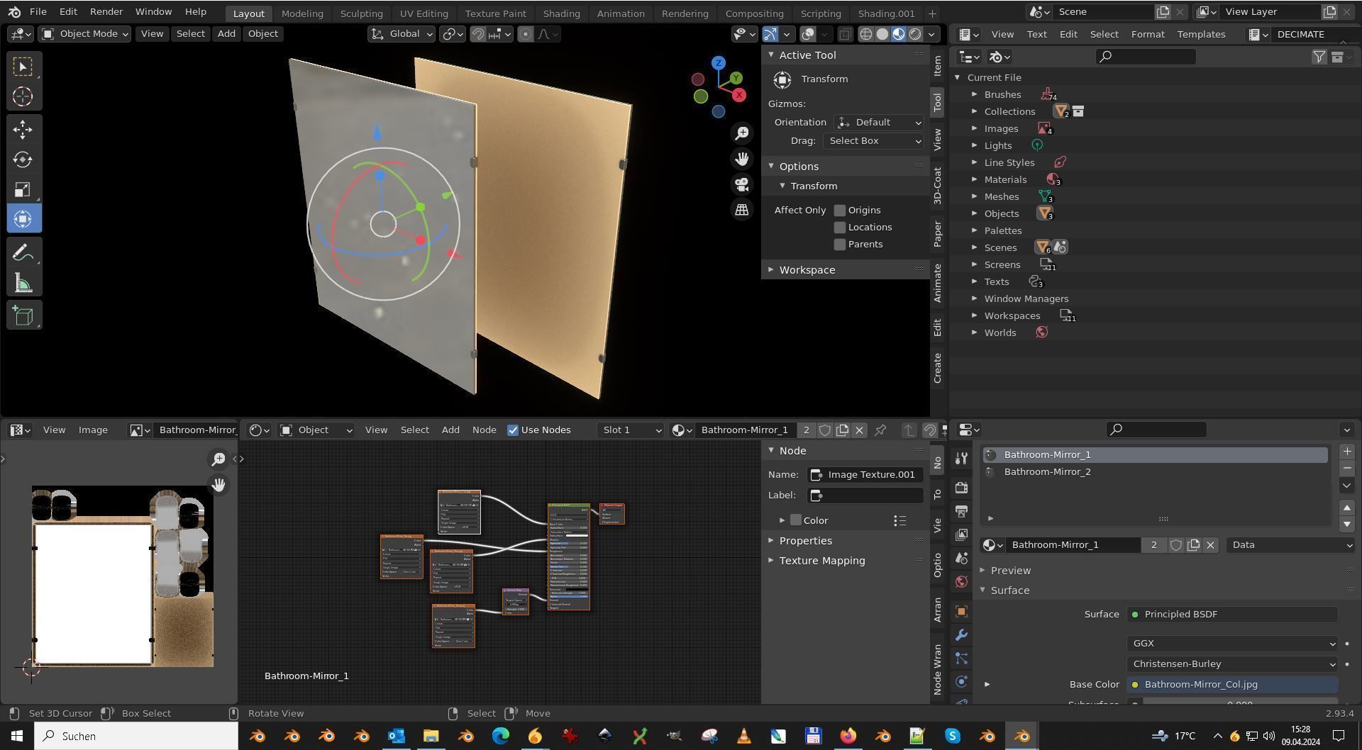 Bathroom Mirror Low-poly 3D model_1