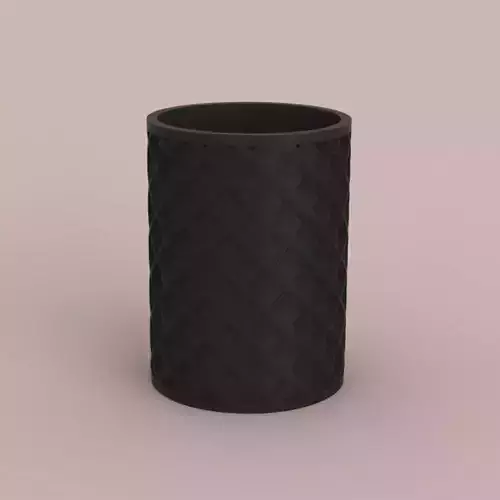 SQUARE EMBOSSED CIRCULAR PEN HOLDER - 3D PRINTED DESK ACCESSORY