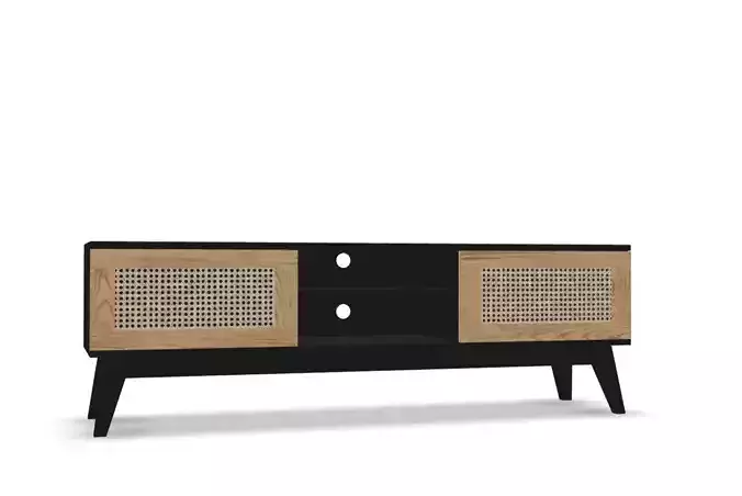 Wooden tv-shelf Low-poly 3D model