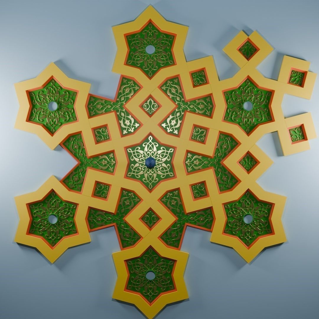 Arabic-style ceiling details 3D model_3