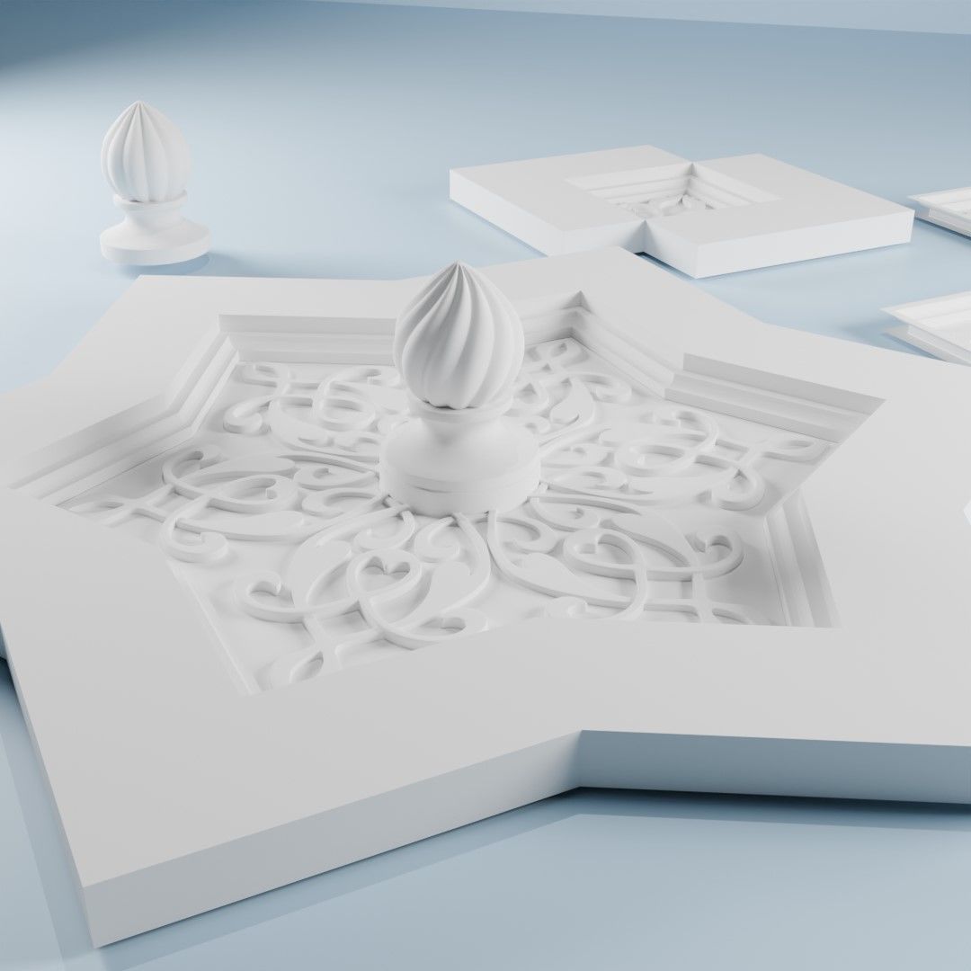 Arabic-style ceiling details 3D model_2