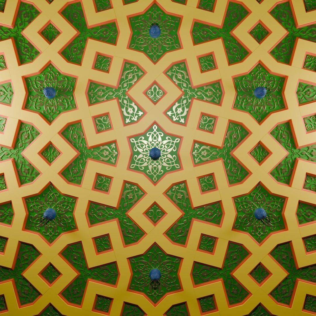 Arabic-style ceiling details 3D model_4