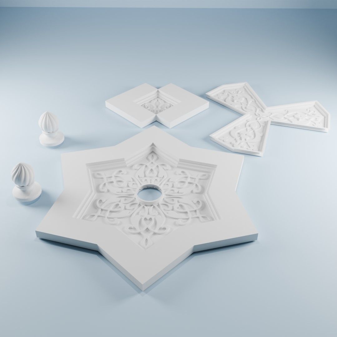 Arabic-style ceiling details 3D model_1