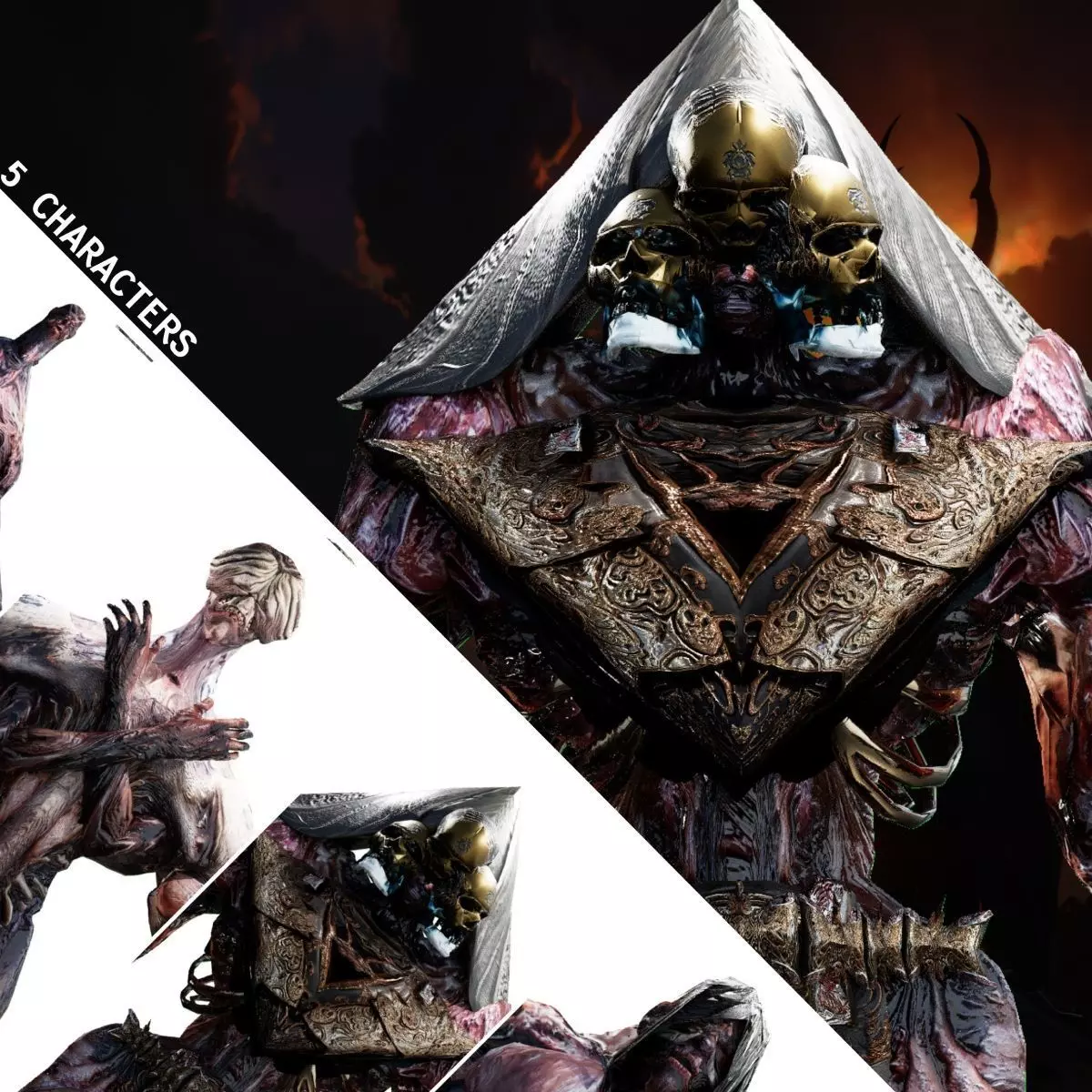 Flesh Demons  Souls Pack 7 Low-poly 3D model_0