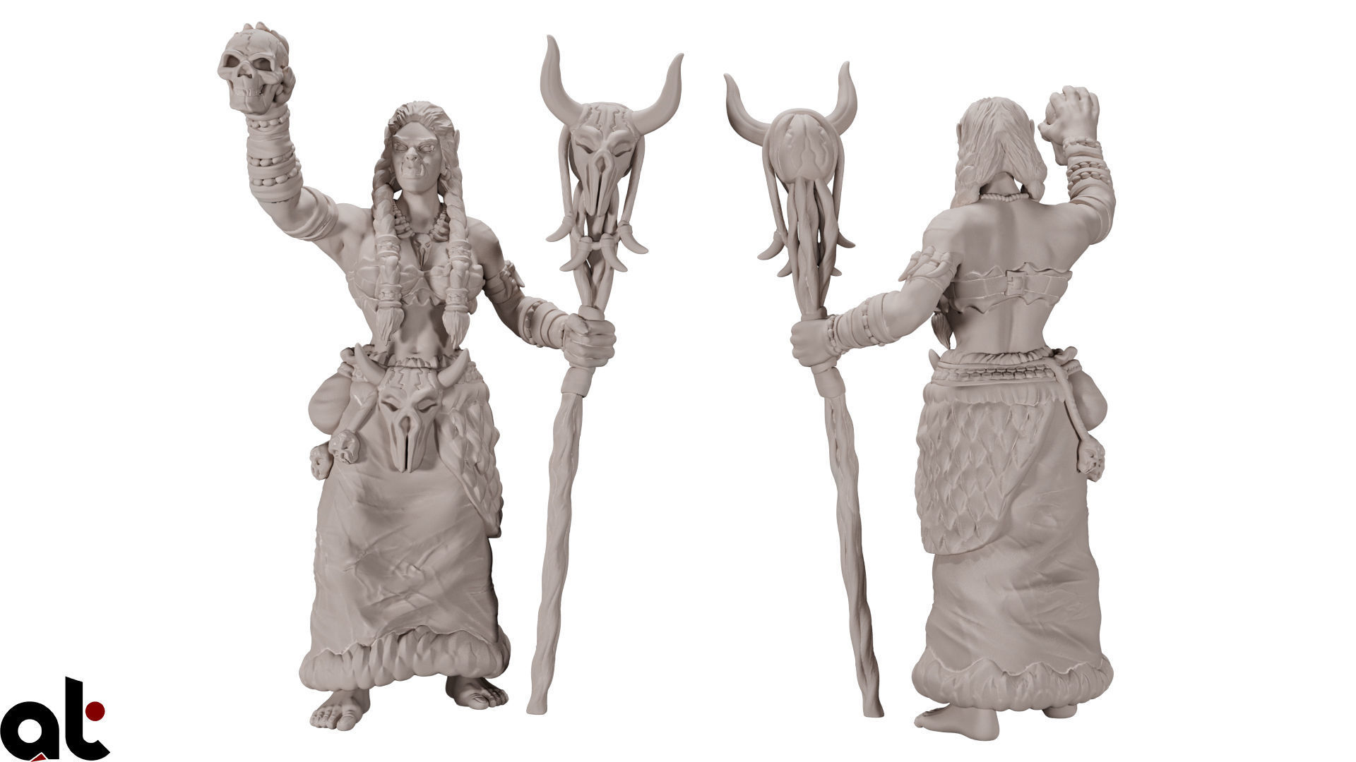 Orc Female witch magic 3D print model_2