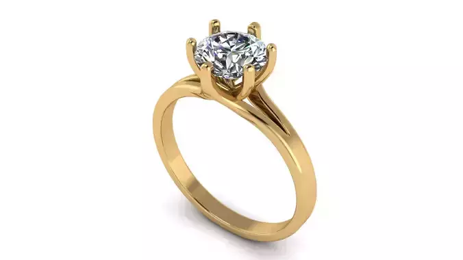 Solitaire Engagement Ring Round Gem 7 mm