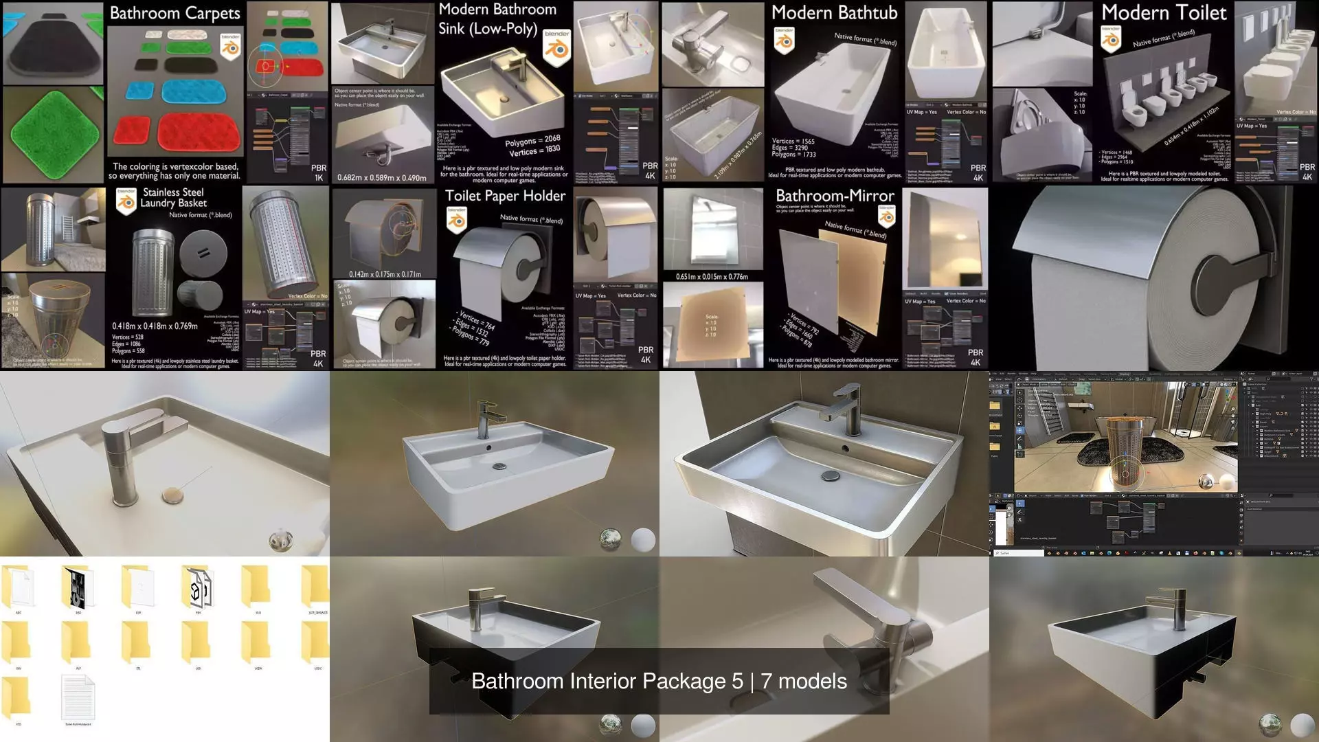 Bathroom Interior Package 5 3D Model Collection_1