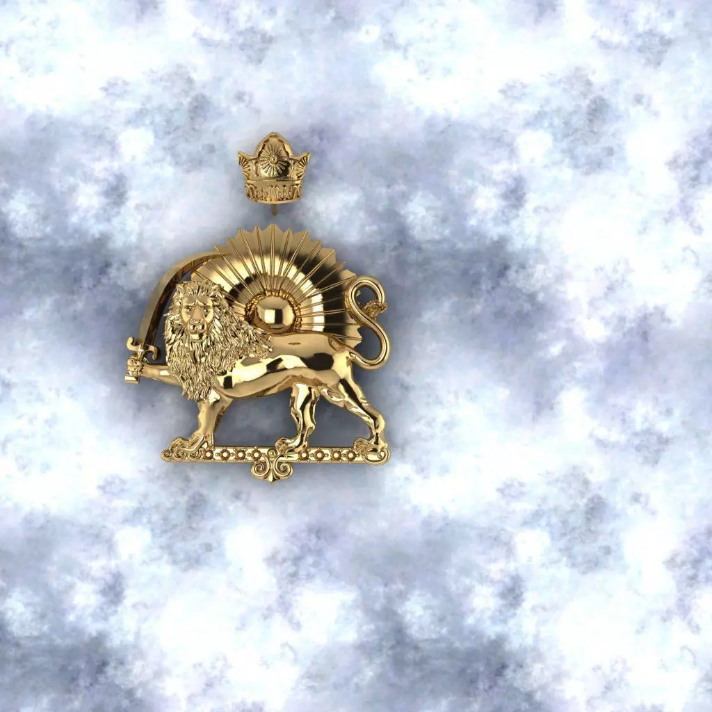 lion and sun necklace gold 3D print model