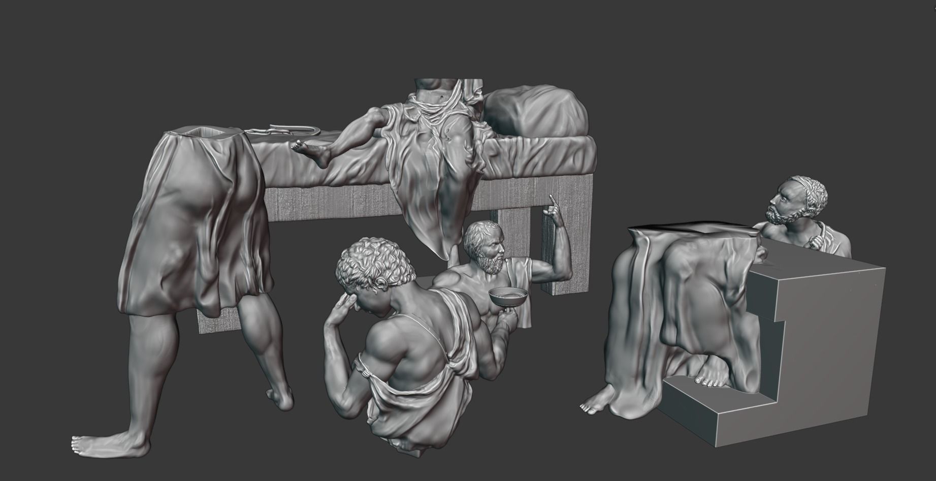 The Death of Socrates - Hand Sculpture 3D Print 3D print model_3