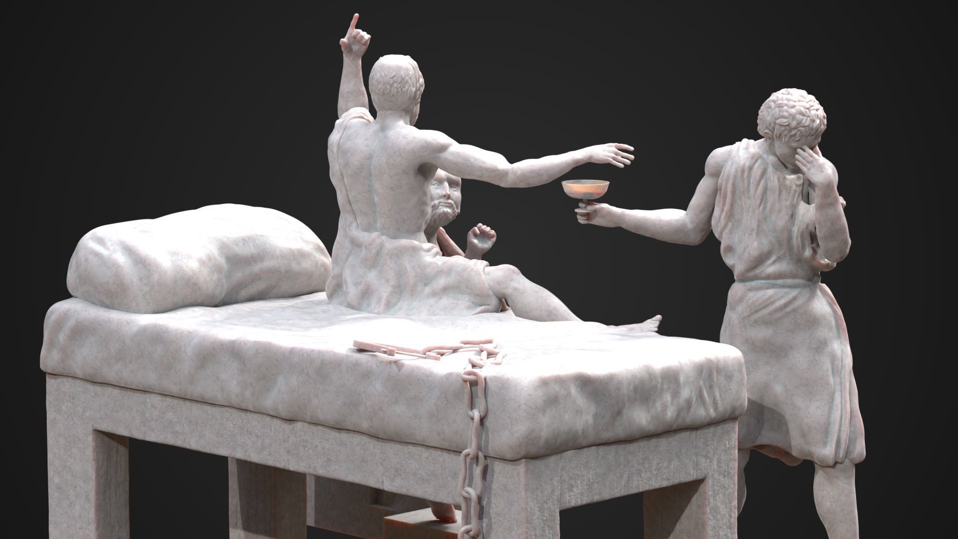 The Death of Socrates - Hand Sculpture 3D Print 3D print model_4