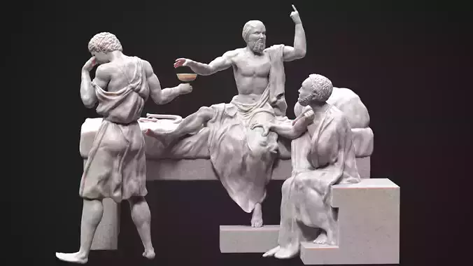 The Death of Socrates - Hand Sculpture 3D Print