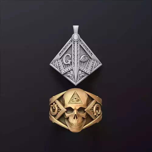 Skull Mason Ring Pendant Collcection Pack