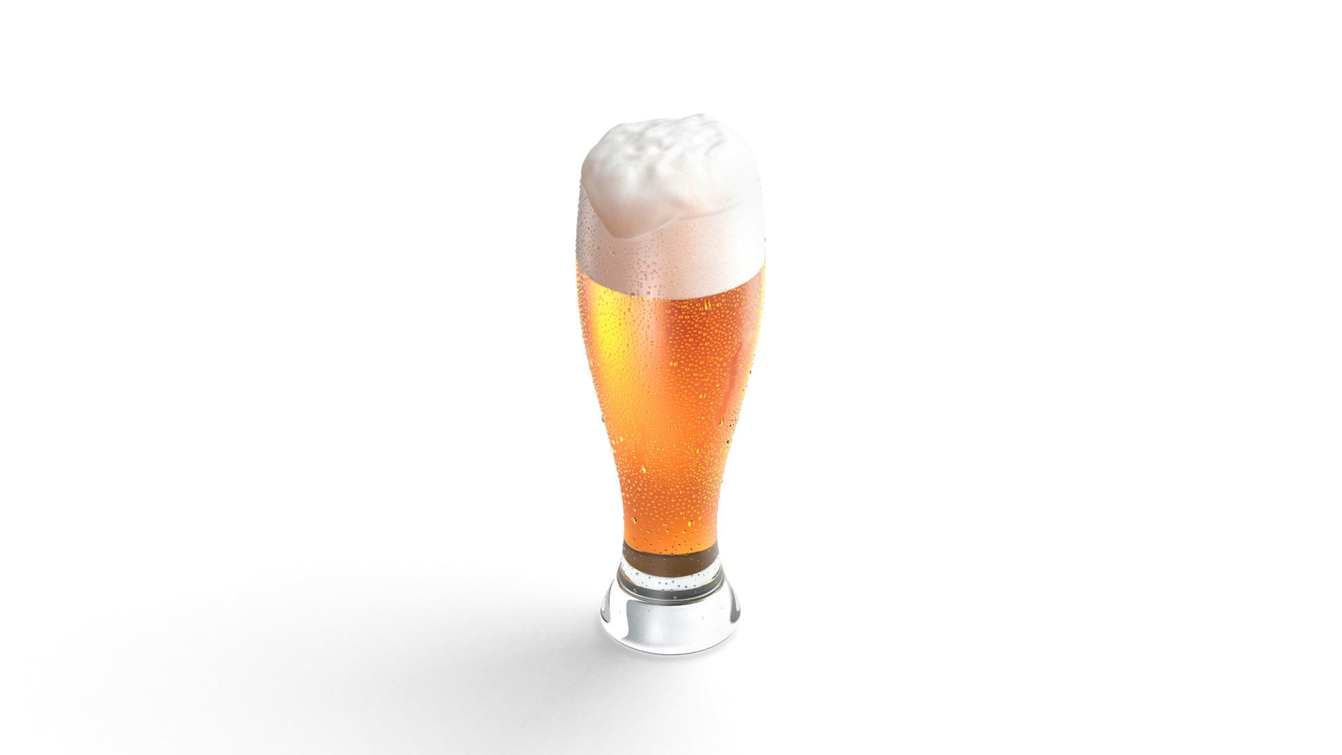 Beer Glass 450 ml - tulip drinking glas with foam and drops 3D model_1