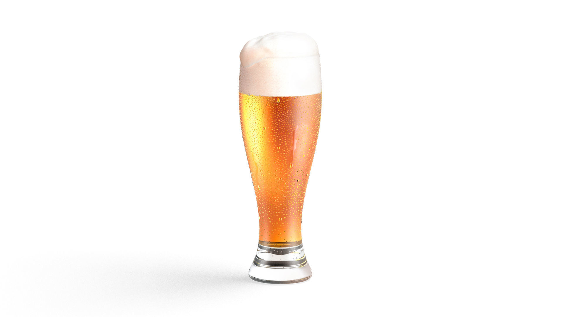 Beer Glass 450 ml - tulip drinking glas with foam and drops 3D model_2
