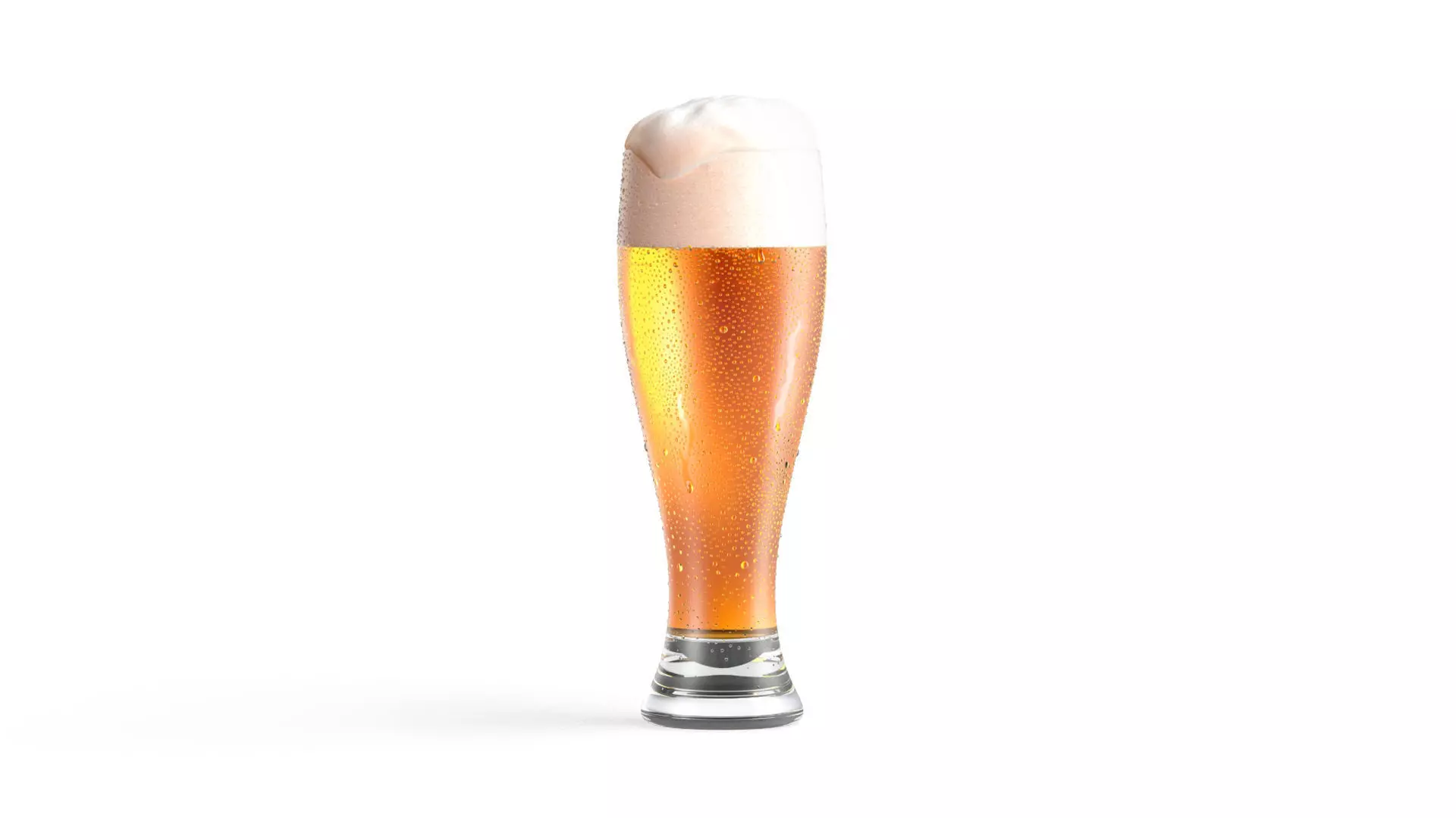 Beer Glass 450 ml - tulip drinking glas with foam and drops 3D model_0