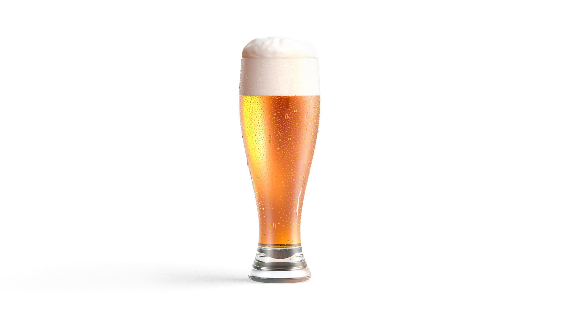 Beer Glass 450 ml - tulip drinking glas with foam and drops 3D model_4