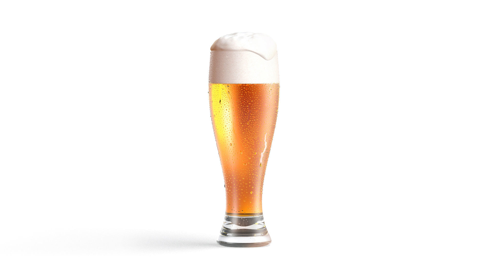 Beer Glass 450 ml - tulip drinking glas with foam and drops 3D model_3