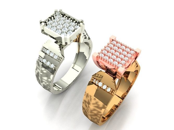 Womens Two piece solitaire ring 3D print model