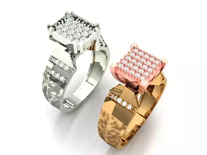 Womens Two piece solitaire ring 3D print model