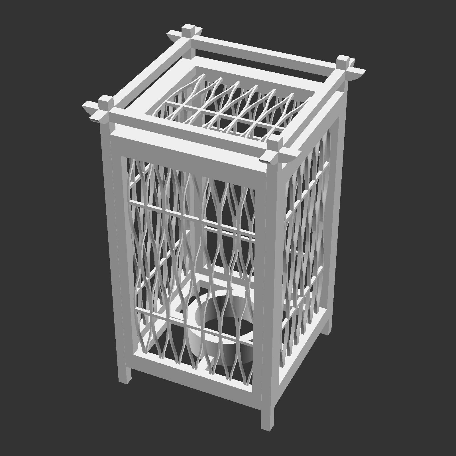 Kumiko Japanese Shoji Lantern - Nawame 3D print model_15