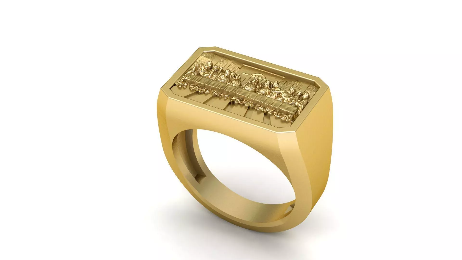 Last Supper Jesus Christ Signet Ring 18x12 mm 3D print model