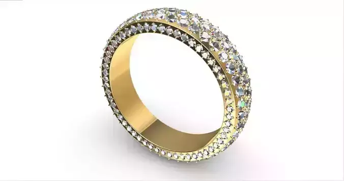 3 Row 5mm Full Pave Eternity Band Ring