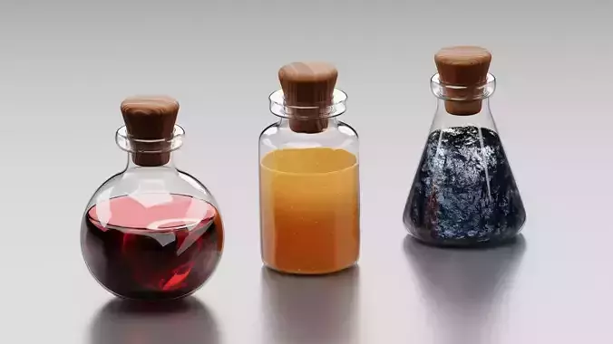 Bottles with liquid