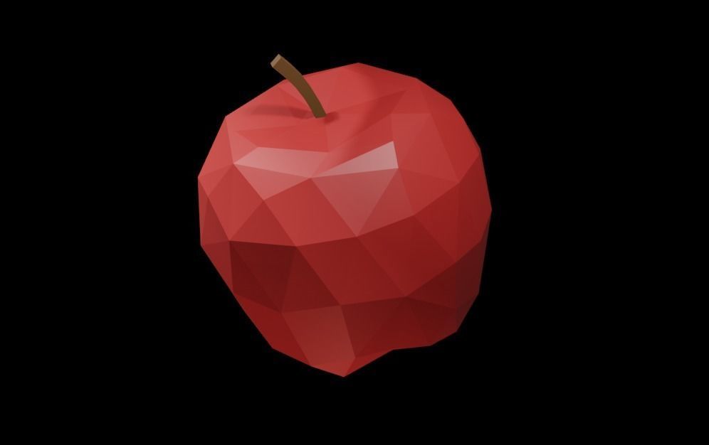 Low Poly Apple Low-poly 3D model_5