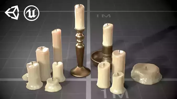Medieval Candles  Low-poly 3D model