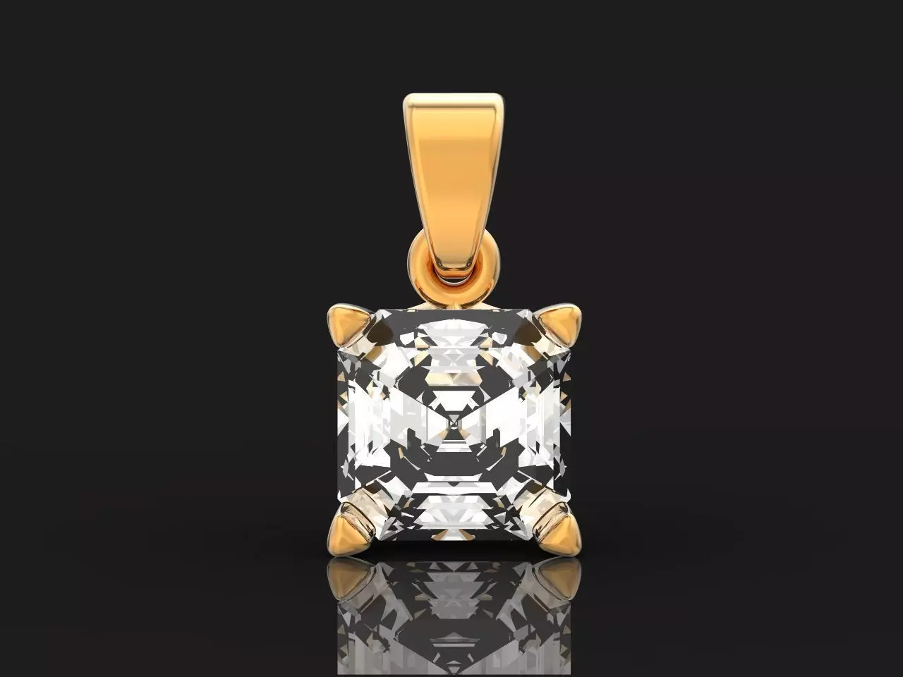 Princess Cut Solitaire Pendant 1129 3D print model