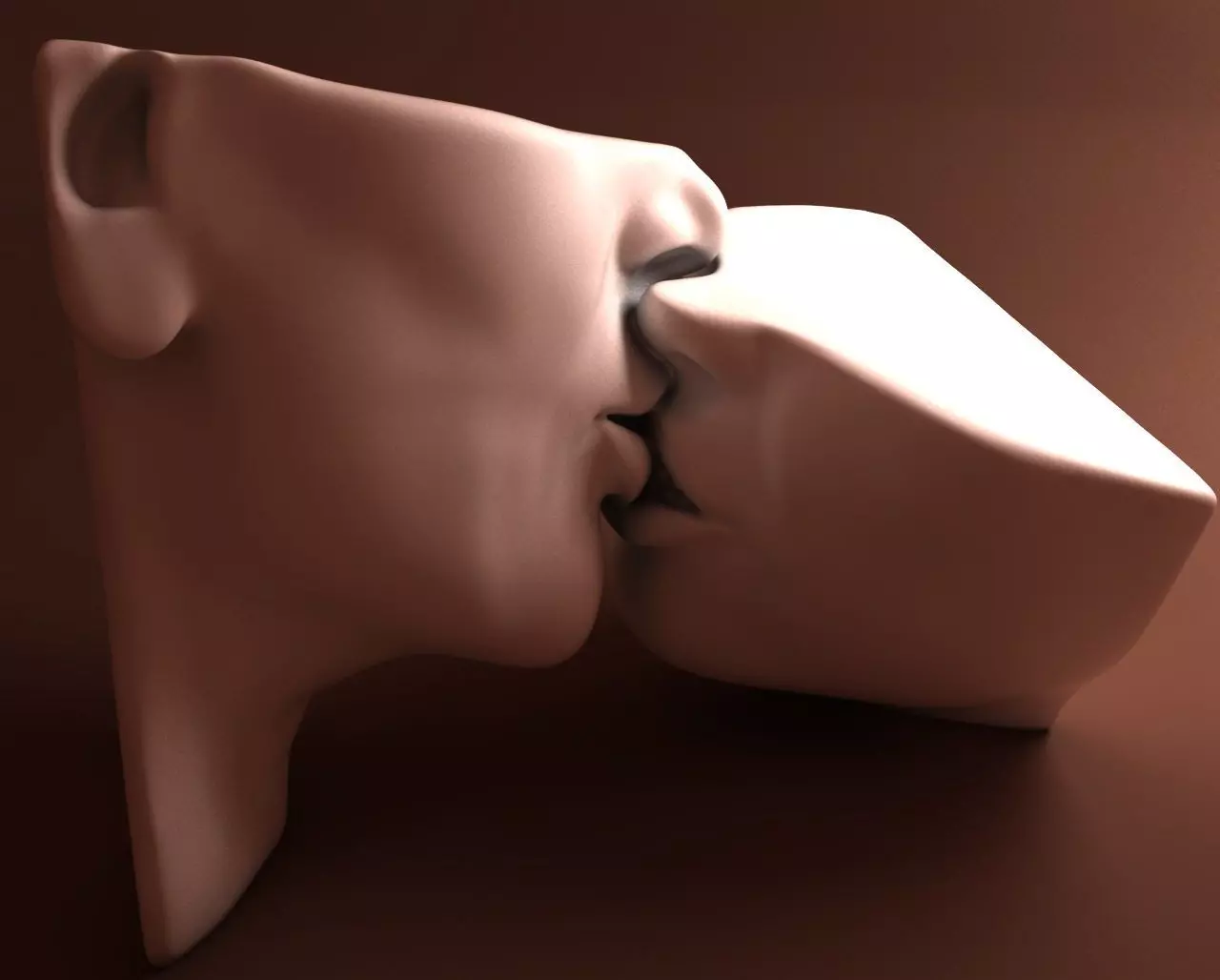 The Kiss two people kissing 3D print model