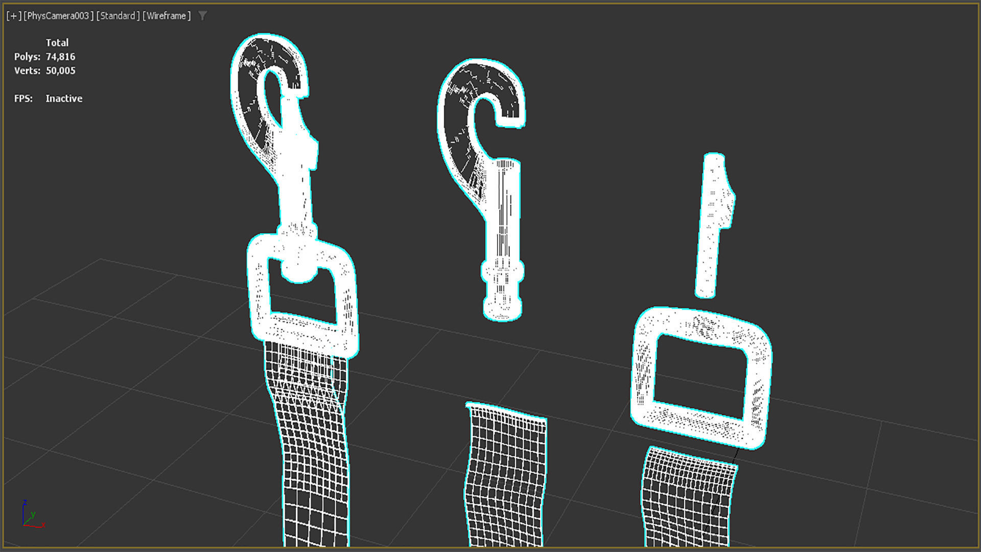 Leash of a dog Low-poly 3D model_2