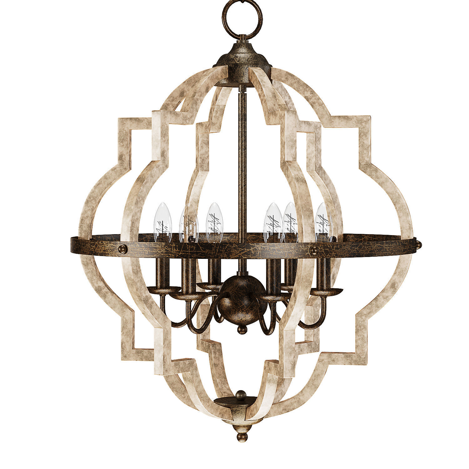 Gaphna 6 - Light Dimmable Lantern Geometric Chandelier 3D model_3
