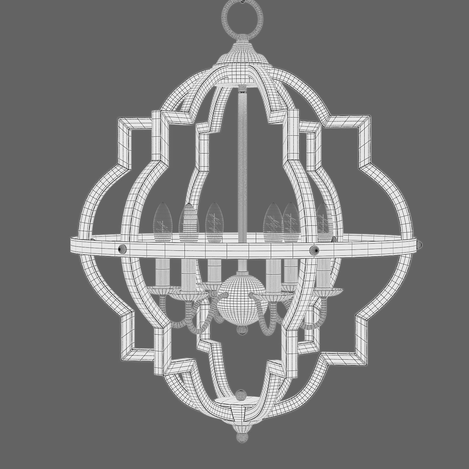 Gaphna 6 - Light Dimmable Lantern Geometric Chandelier 3D model_5