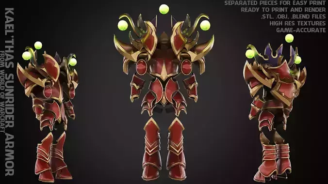 World of Warcraft Kael Thas Sunrider Armor for Cosplay 3D print model
