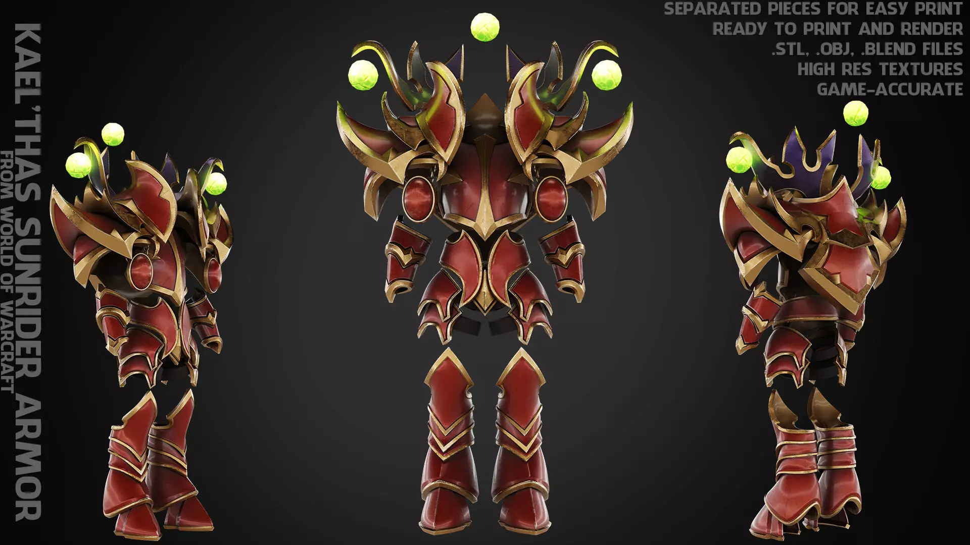 World of Warcraft Kael Thas Sunrider Armor for Cosplay 3D print model