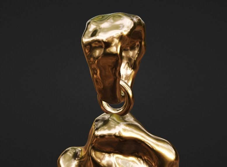 custom gold nugget earring pendant set 3D print model_2