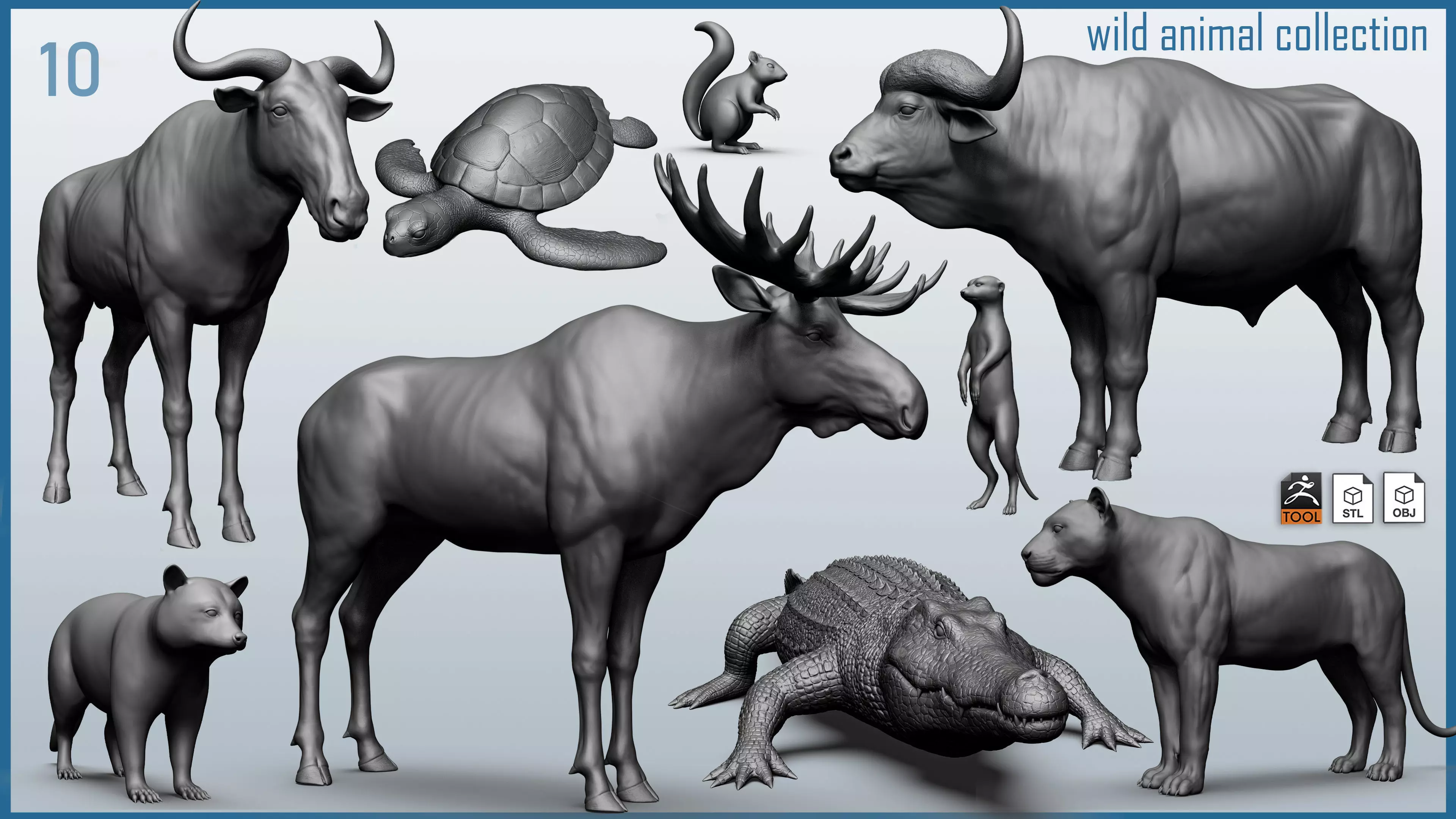 Wild animal collection - 10 animals VOL-3 3D model_0