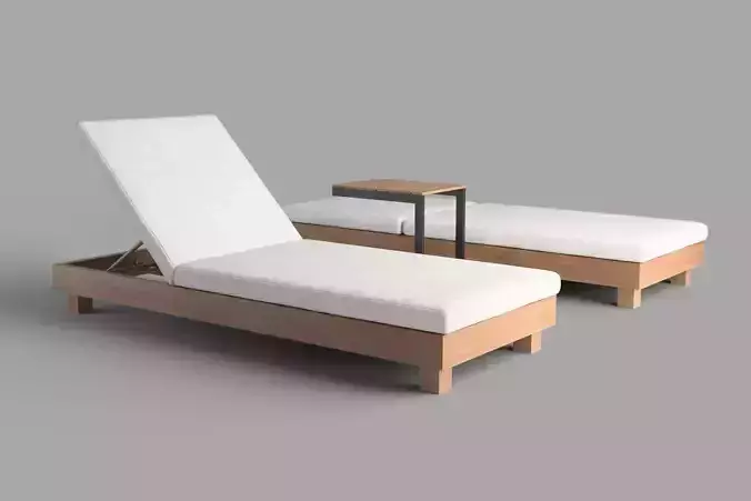 Sun Lounger with Side Table 3D model