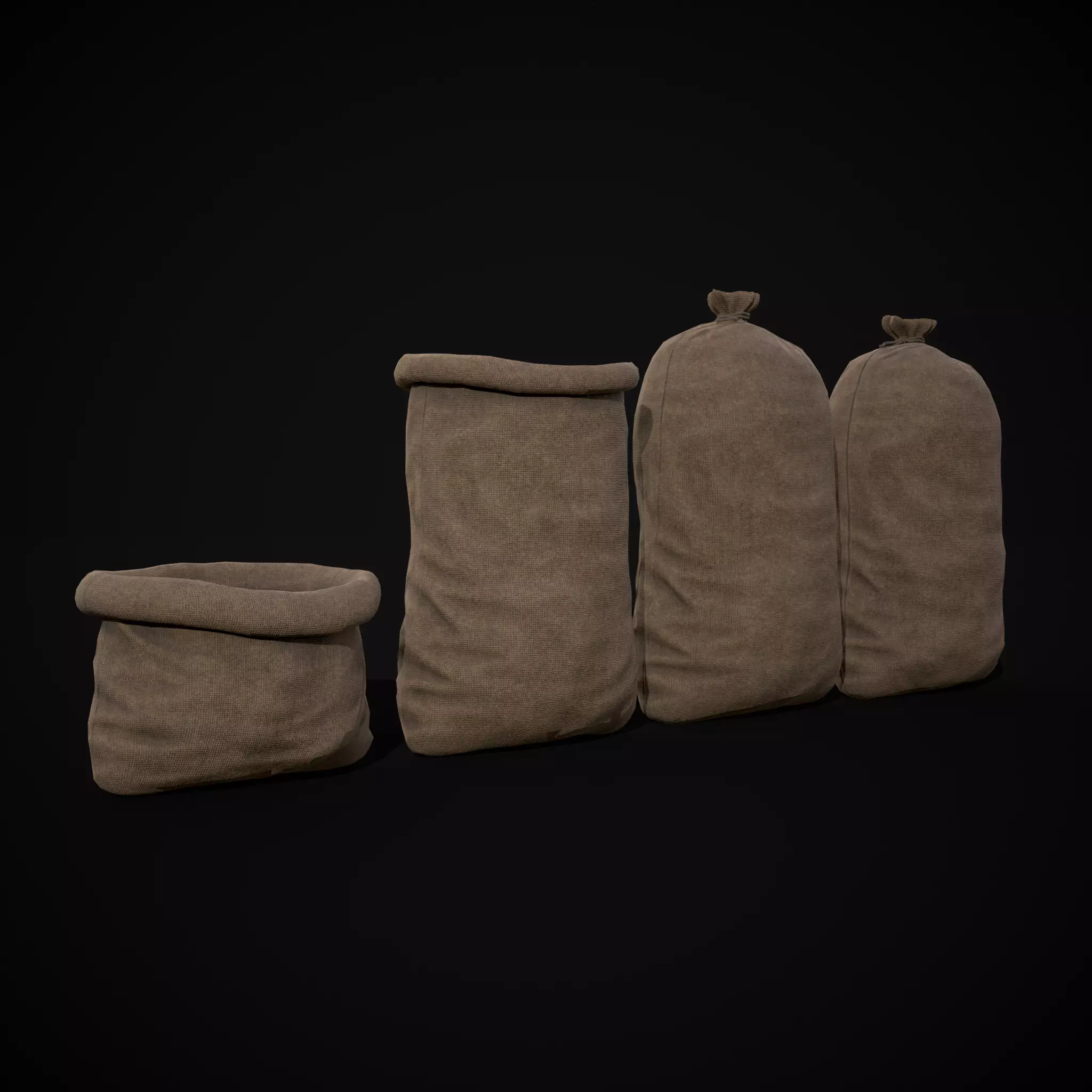 Burlap Sacks Storage Low-poly 3D model_0