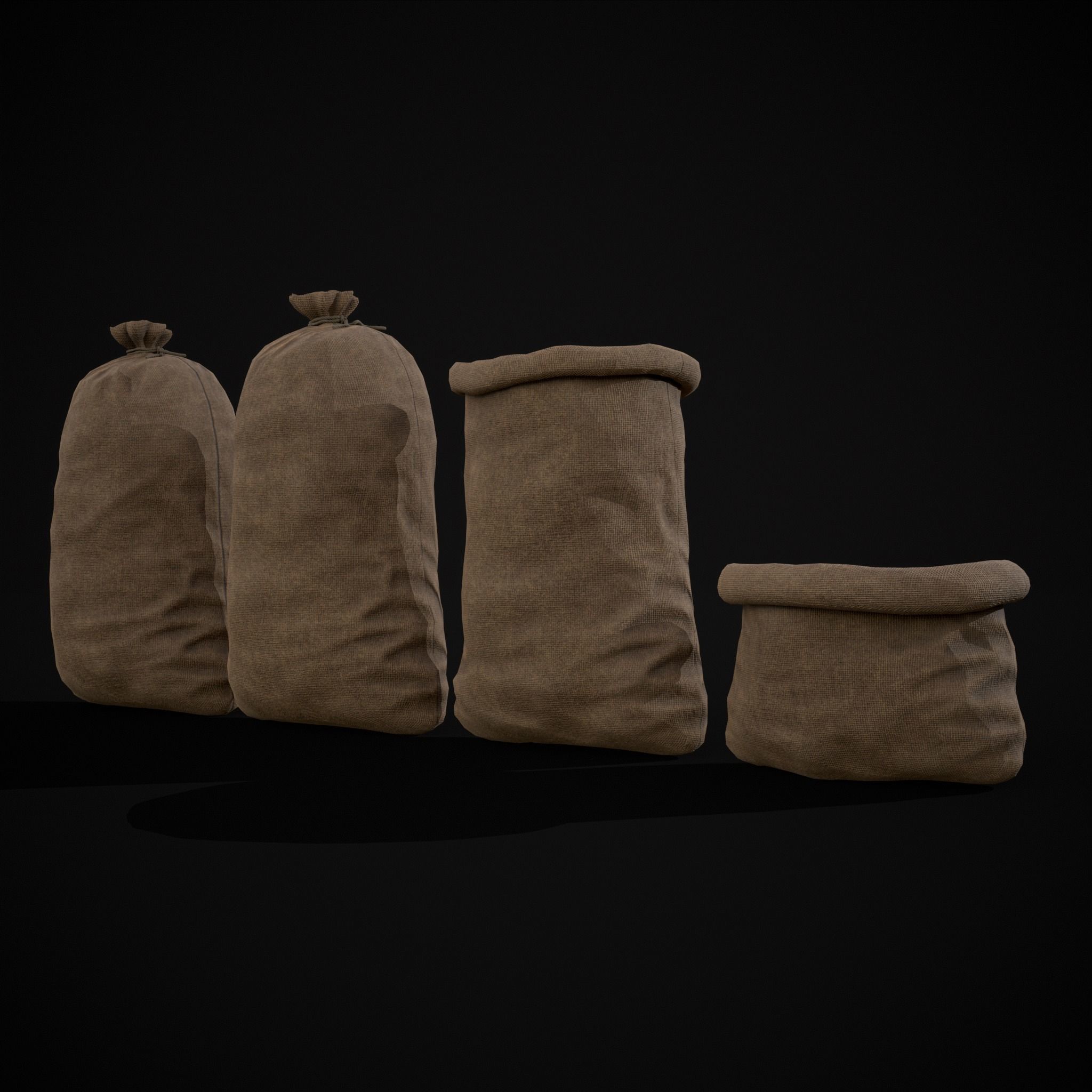 Burlap Sacks Storage Low-poly 3D model_19