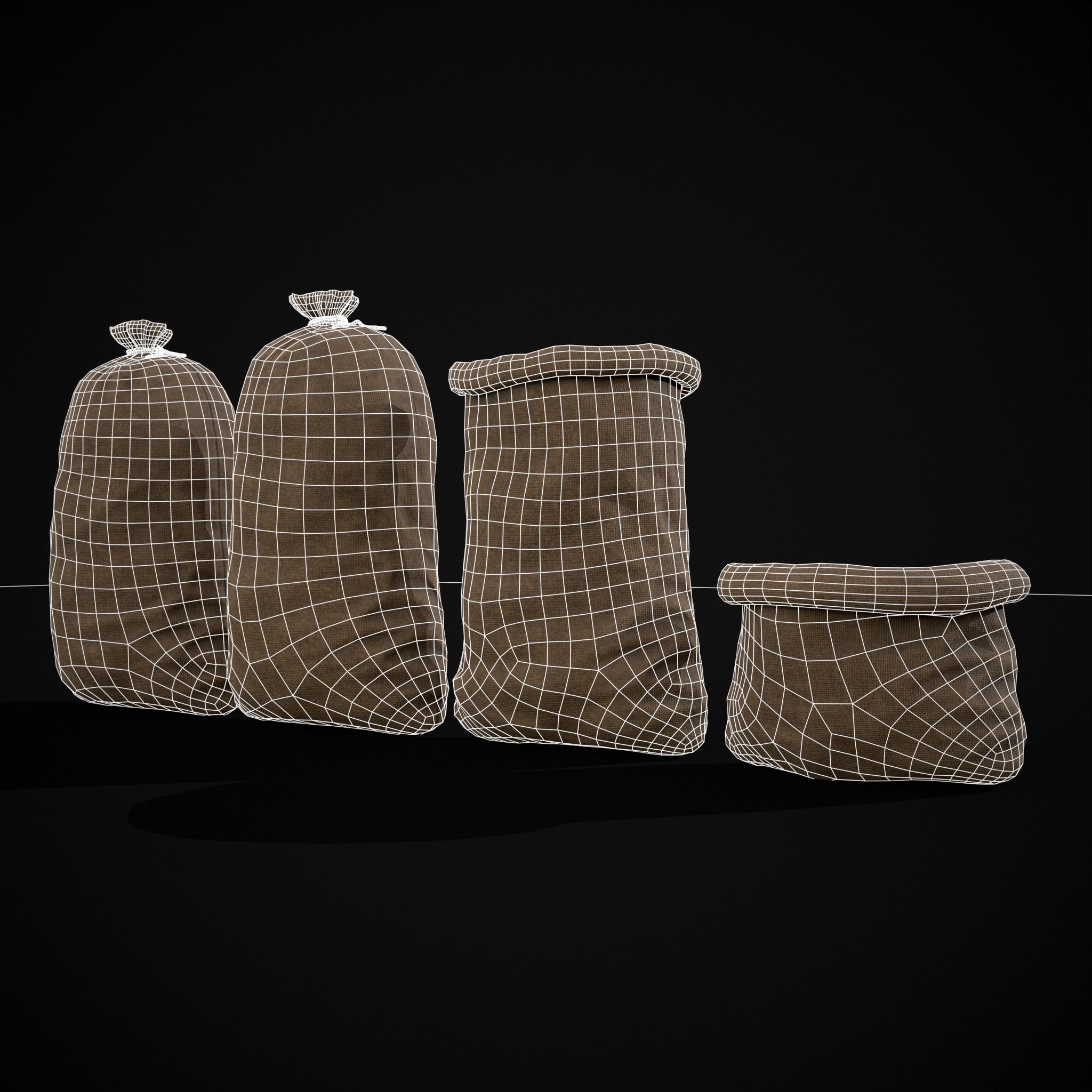 Burlap Sacks Storage Low-poly 3D model_20