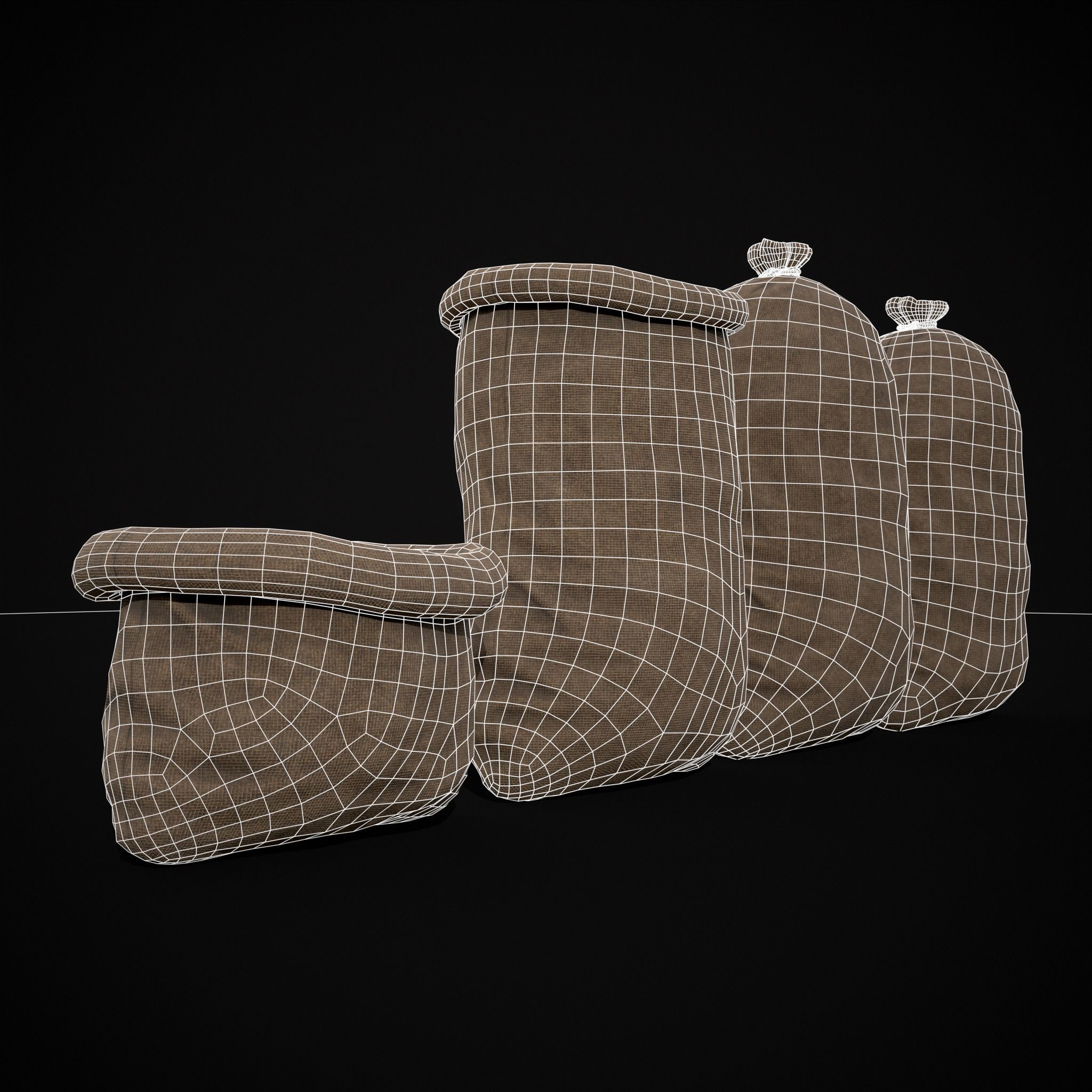 Burlap Sacks Storage Low-poly 3D model_8