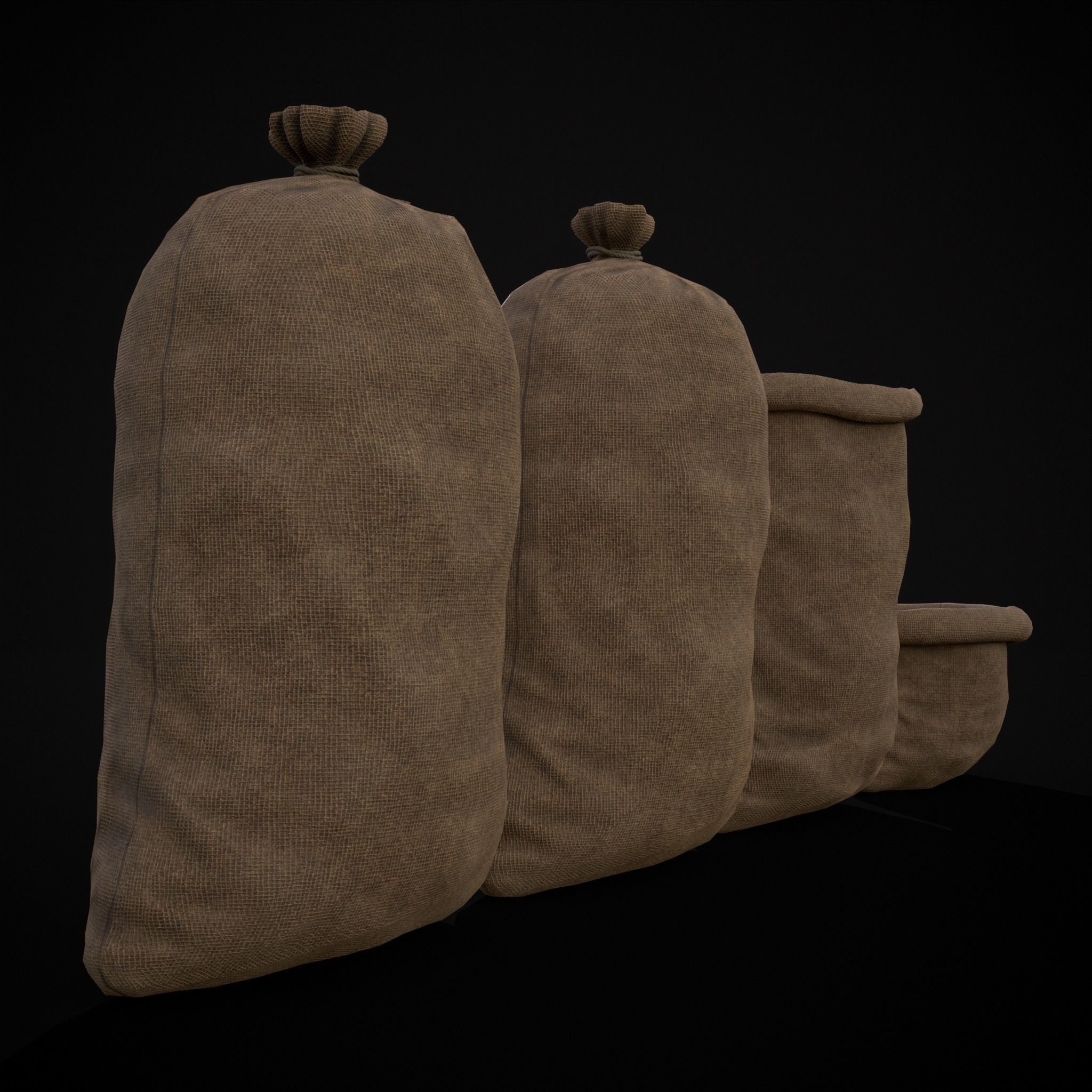 Burlap Sacks Storage Low-poly 3D model_9