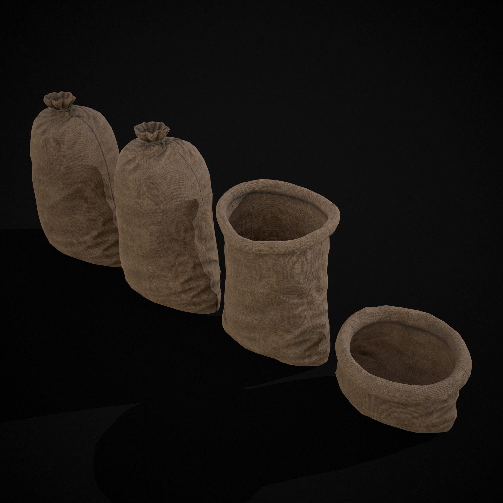 Burlap Sacks Storage Low-poly 3D model_5
